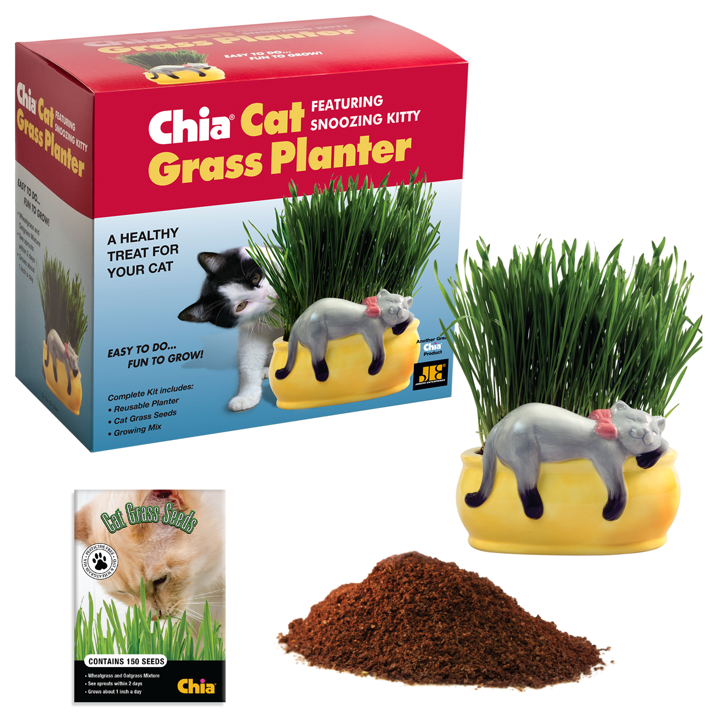 Snoozing Kitty Chia® Cat Grass Planter - Chia.com