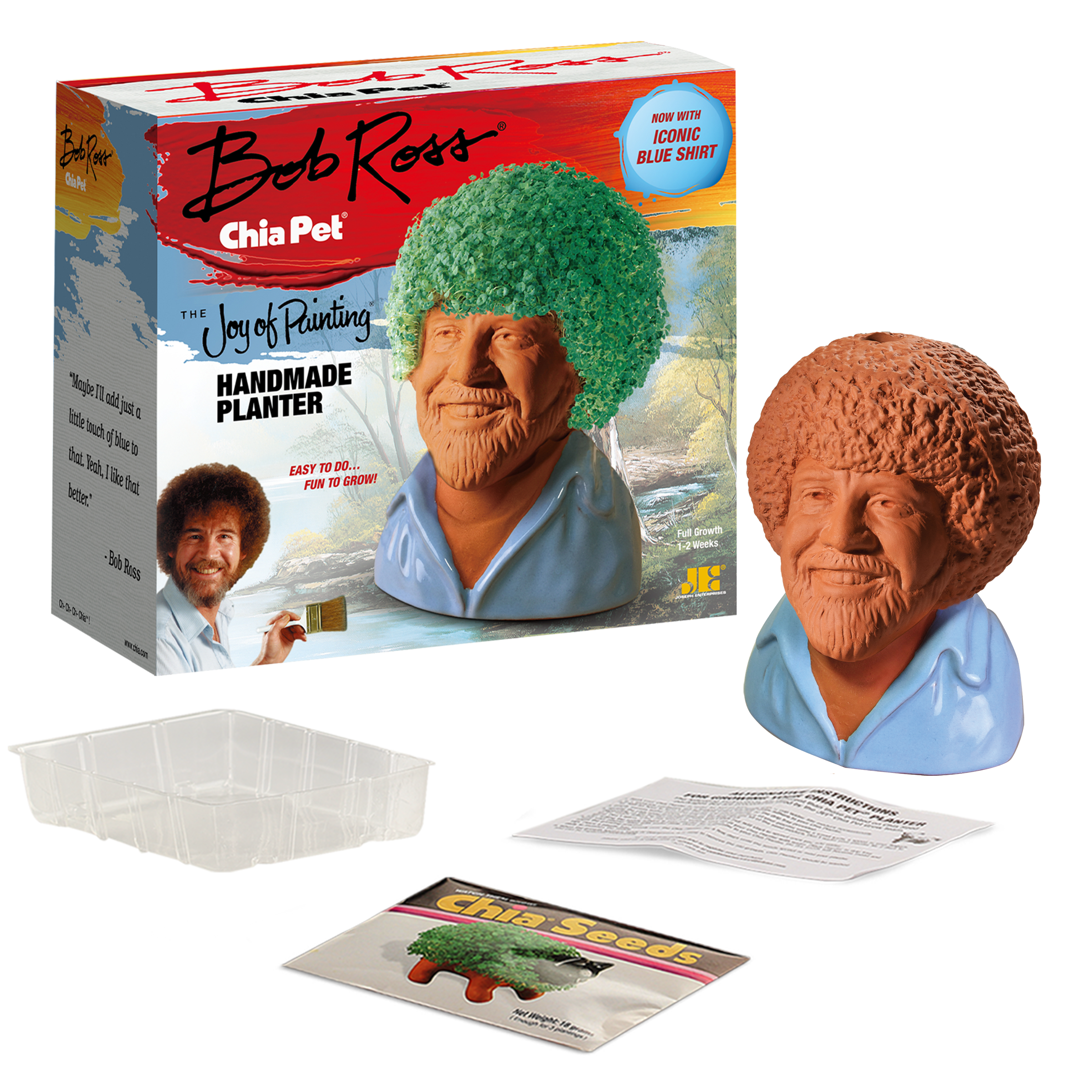 Bob Ross® in Blue Shirt Chia Pet® - Chia.com