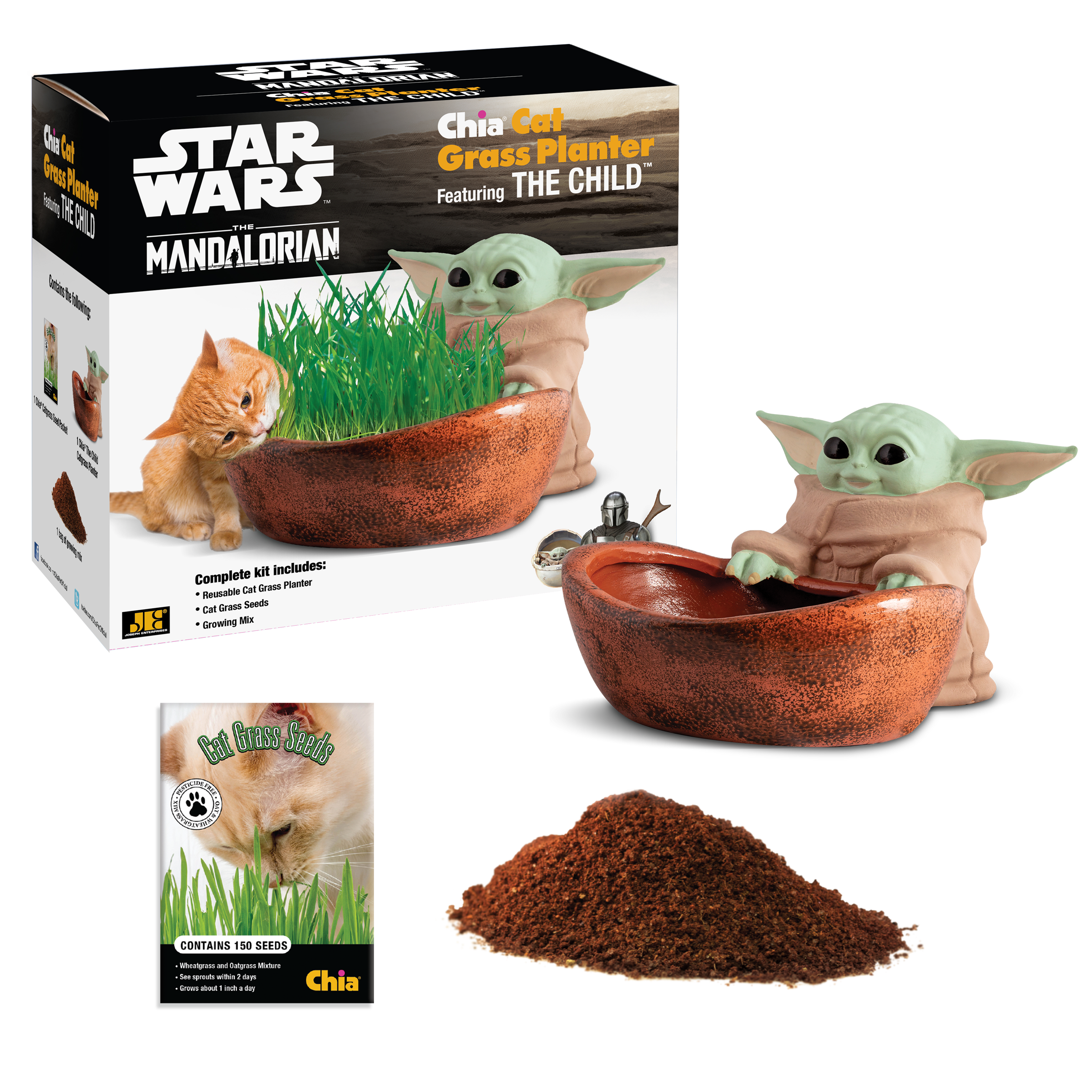 Jardinière d'herbe à chat Chia, Star Wars : L'Enfant, le Mandalorien, avec  contenant à oeufs